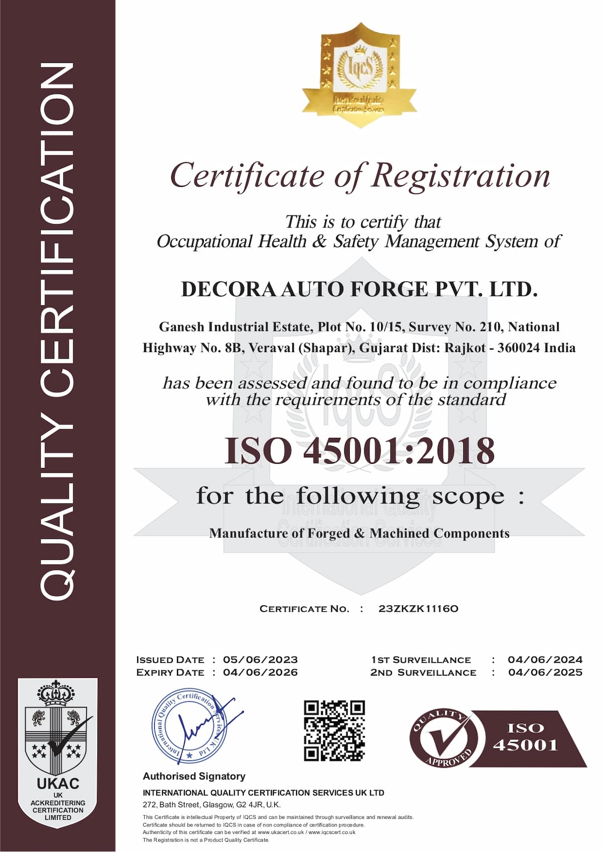 ISO 45001 Certificate